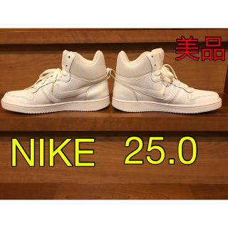 ナイキ(NIKE)の美品　ＮＩＫＥ　25.0 コート　バーロウ　ミッド　ハイカット　白　ホワイト(スニーカー)