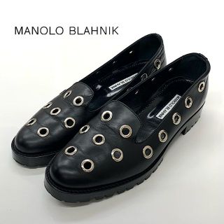 マノロブラニク(MANOLO BLAHNIK)の5617 マノロブラニク ＤＲＡＴＴ レザー ホール ローファー ブラック(ローファー/革靴)