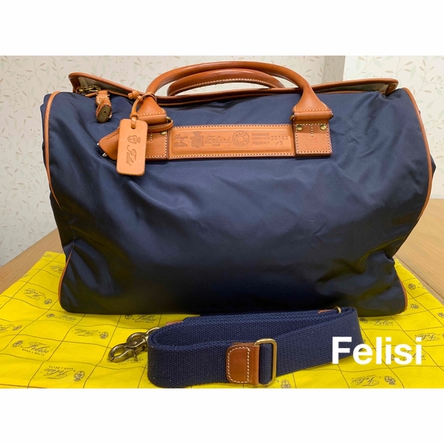 レア超美品⭐︎FELISI 2way 大型ボストンバッグ 南京錠 底鋲 NVYフェリージ