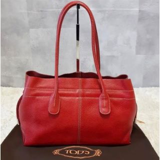 トッズ(TOD'S)の【美品】トッズ トートバッグ Dバッグ レッド レザー イタリア製 大容量(ハンドバッグ)