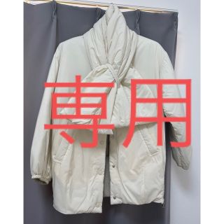 ローズバッド比翼仕立てジップボリューム襟ダウンジャケットF黒