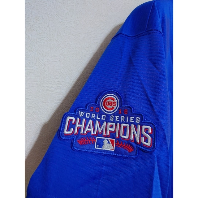 Majestic(マジェスティック)のシカゴ・カブス ユニフォーム Mサイズ 半袖 ウェア シャツ 青 ブルー アメリ スポーツ/アウトドアの野球(ウェア)の商品写真