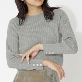 ナチュラルビューティーベーシック(NATURAL BEAUTY BASIC)のナチュラルビューティーベーシック　クルー　ネック　ケーブル　ニット　Mサイズ(ニット/セーター)