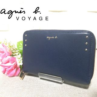 アニエスベー(agnes b.)の【美品】アニエスベーボヤージュ ウォレット 折り財布 ネイビー(財布)