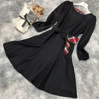 ブルーレーベルクレストブリッジ(BLUE LABEL CRESTBRIDGE)の♡極美品 ブルーレーベルクレストブリッジ ロングワンピース ノバチェック ベルト(ロングワンピース/マキシワンピース)