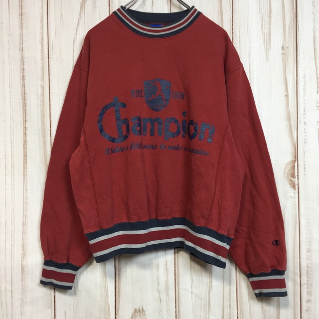 Champion - 90s チャンピオン スウェット ビッグロゴ 袖ロゴ刺繍 当時 ...