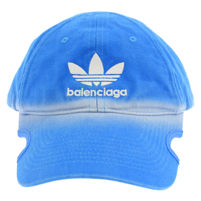 Balenciaga - BALENCIAGA バレンシアガ 22SS ×adidas logo-embroidered cut-out cap アディダスコラボ ロゴ刺繍デザイン カットアウト ベースボールキャップ 帽子 ブルー 723749410B2