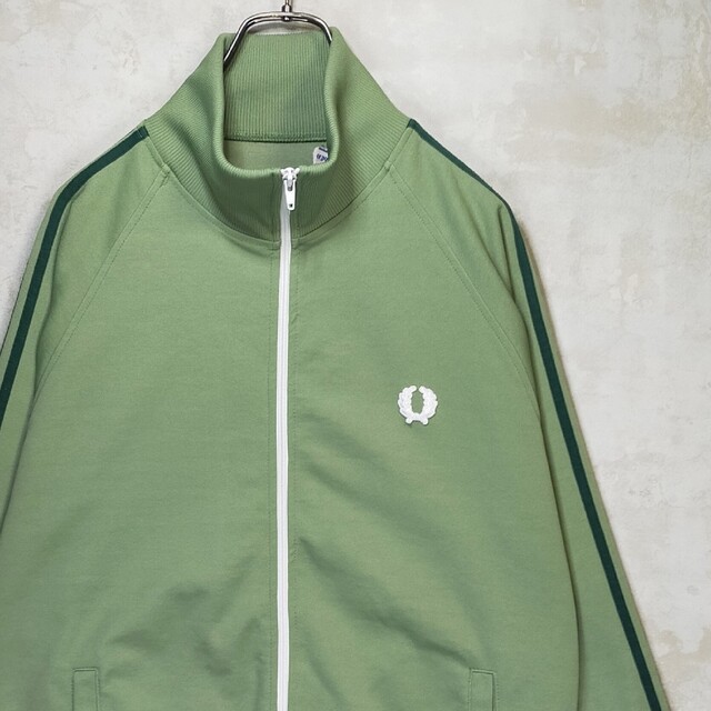 【希少カラー】くすみ系 フレッドペリー XL トラックジャケット 緑 深緑 白