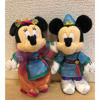 ディズニー(Disney)の2016 東京ディズニー　七夕デイズ　ミッキー  ミニー ぬいぐるみバッジ(キャラクターグッズ)