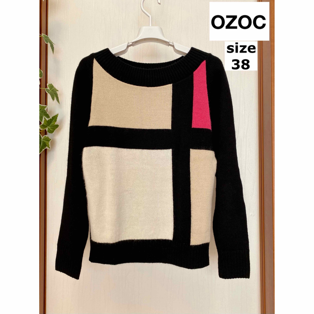 OZOC(オゾック)の◆ OZOC (オゾック) フロント ブロックカラー ニット プルオーバー レディースのトップス(ニット/セーター)の商品写真