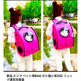 新品 ピンク ペット用BAG 犬と猫と兎対応 リュック/ペット用キャリーバッグ(かご/ケージ)