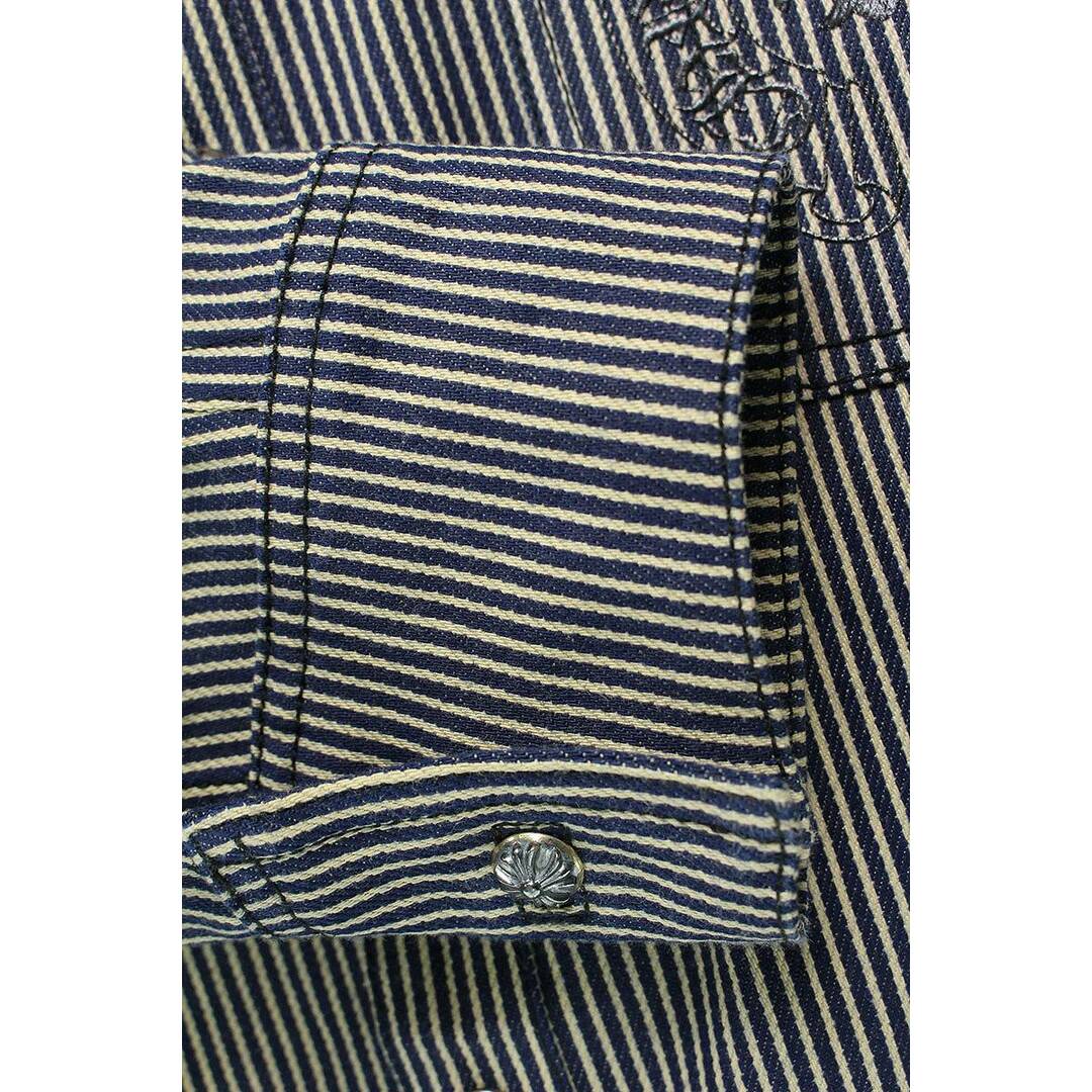 クロムハーツ LAST BITE STRIPED DNM/ラストバイト ストライプデニム長袖シャツ メンズ XL