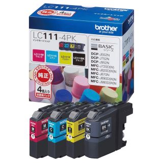 ブラザー(brother)のブラザー純正インクカートリッジ LC111-4PK （お徳用4色パック）未使用品(その他)