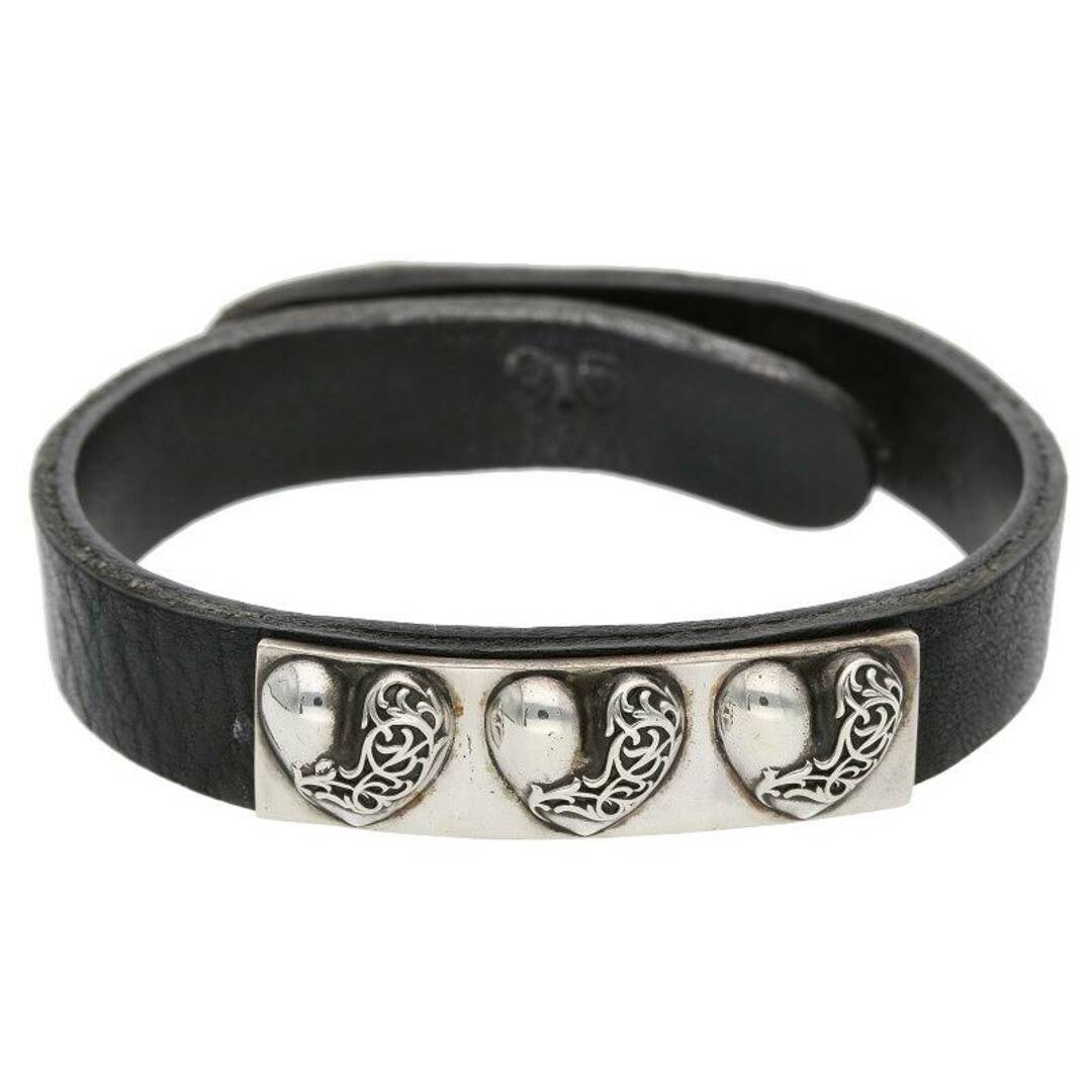 Chrome Hearts - クロムハーツ BRCLT CUFF PLATE ハートプレートレザーブレスレット メンズ 9.5