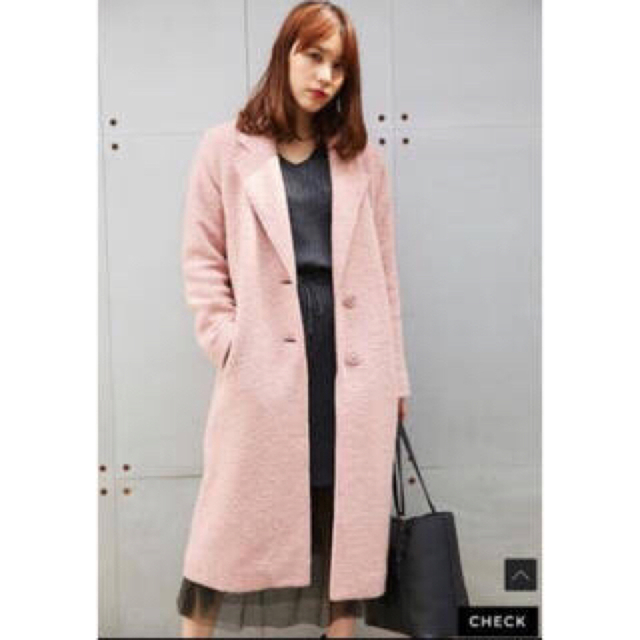 moussy(マウジー)のmoussy ピンクロングコート レディースのジャケット/アウター(ロングコート)の商品写真