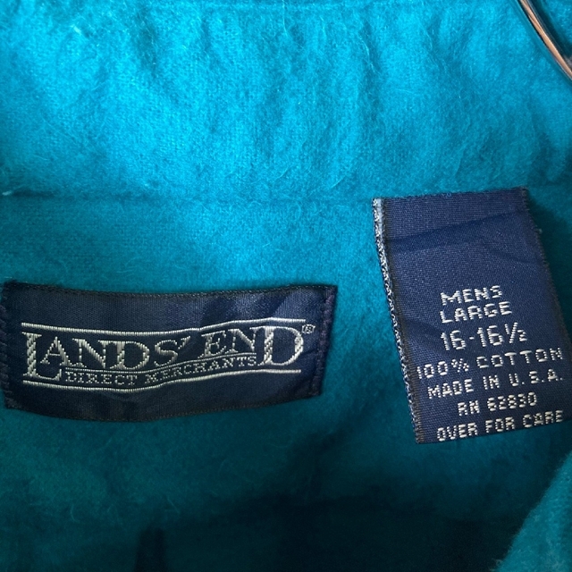 LANDS’END(ランズエンド)の90s USA製 ヘビー ネルシャツ シャモアクロス グリーン アメリカUS古着 メンズのトップス(シャツ)の商品写真