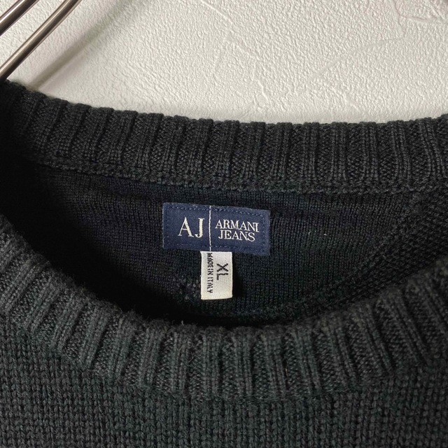 ARMANI JEANS(アルマーニジーンズ)のイタリア製 ARMANI JEANS ラナウール ニット ブラック XL メンズのトップス(ニット/セーター)の商品写真