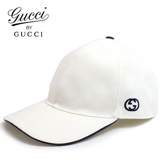 4 GUCCI ホワイト インターロッキングG柄 キャップ size M