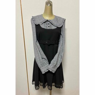 セーラカラーワンピース グレンチェック柄 夢展望