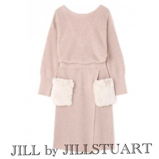 ジルバイジルスチュアート(JILL by JILLSTUART)のジルバイジルスチュアート ファーポケットニットワンピ FR(ひざ丈ワンピース)