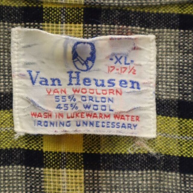 ヴァンヒューゼン 50s ヴィンテージ チェック 長袖 シャツ XL（17-17 1
