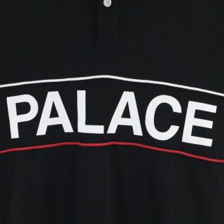 PALACE - パレス スケートボーズ ロゴプリント 長袖 ポロシャツ M 黒