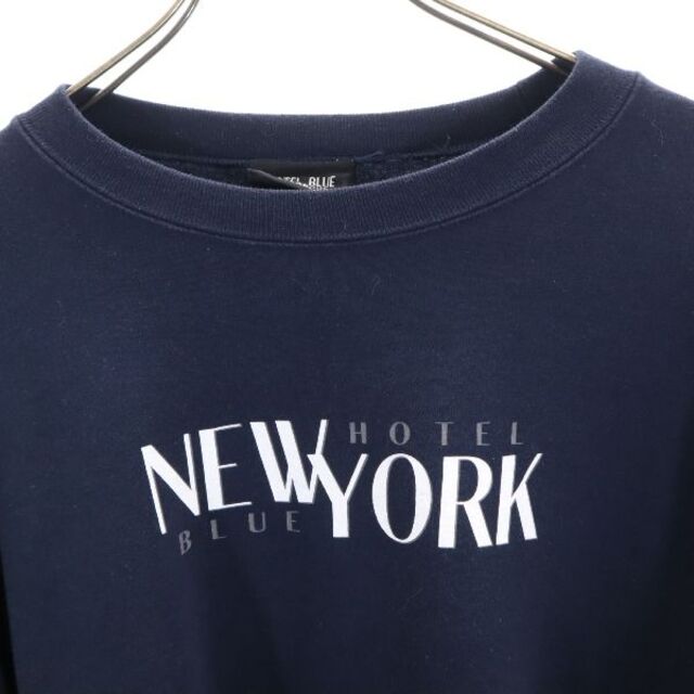 チャンピオン HOTEL BLUE NEW YORK スウェット XL ネイビー系 Champion ロゴ刺繍 メンズ   【210904】 2