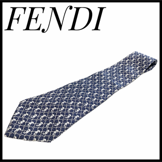 フェンディ(FENDI)の【極美品】フェンディFENDIネクタイ シルク100% イタリア産 青 ブルー(ネクタイ)