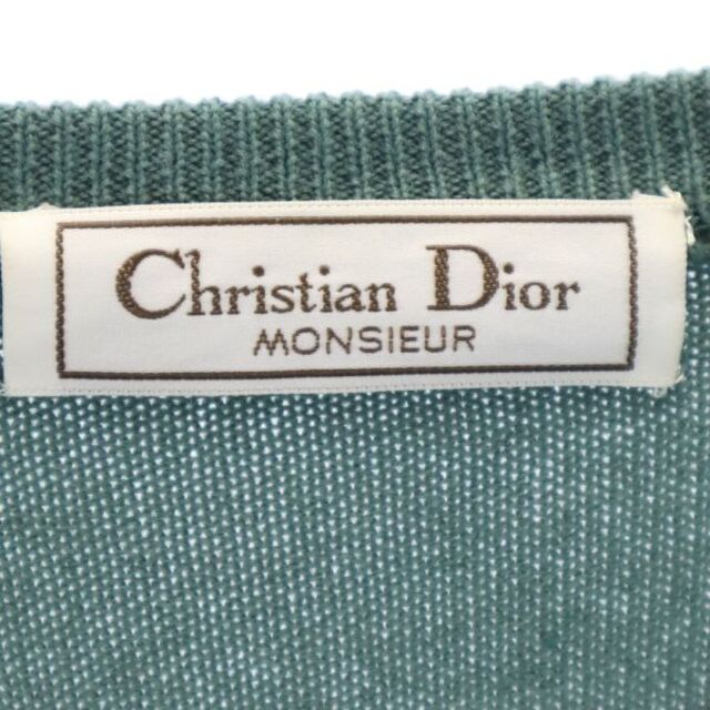 クリスチャンディオールムッシュー 90s オールド 日本製 Vネック ニット L グリーン×ブラック Christian Dior MONSIEUR メンズ   【211024】 5
