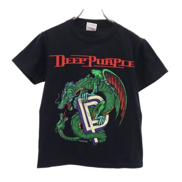 ディープパープル 90s ワールドツアー 93-94 プリント 半袖 Tシャツ S 黒 DEEP PURPLE ヴィンテージ FRUIT OF THE LOOM メンズ  210826 メール便可 【PD】