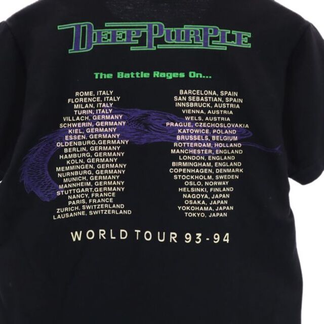 ディープパープル 90s ワールドツアー 93-94 プリント 半袖 Tシャツ S