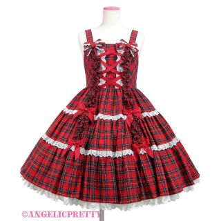 アンジェリックプリティー(Angelic Pretty)の【🎀🍓様専用 】♡タータンチェック肩リボンジャンパースカート♡(ひざ丈ワンピース)