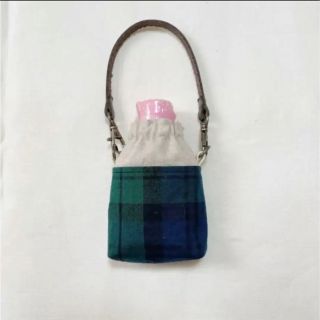 チェック☆グリーン☆手ピカジェルホルダー☆ケース☆ハンドメイド(外出用品)