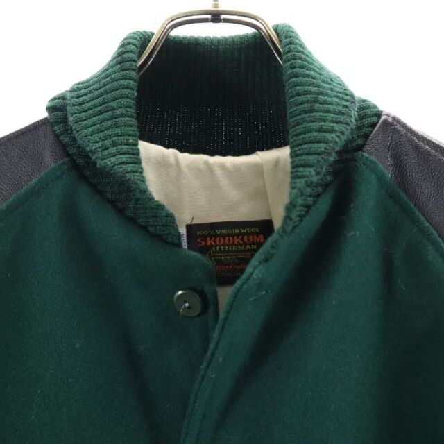 スクーカム USA製 ファラオジャケット スタジャン 38 緑×黒 SKOOKUM 袖