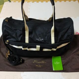 ケイトスペードニューヨーク(kate spade new york)の【ほぼ未使用】ケイトスペード　２ｗａｙ　ボストンバッグ　黒　持ち手レザー(ボストンバッグ)