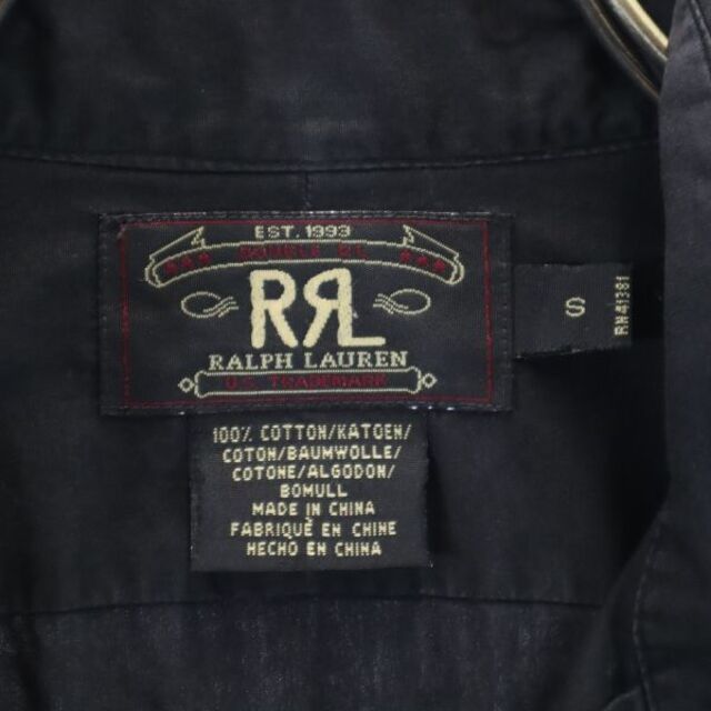 予備兵招集 RRL 90s 赤三星 ヴィンテージ 長袖 シャツ S ダブルアールエル ブラック RALPH LAUREN ロゴ刺繍 メンズ  【210904】