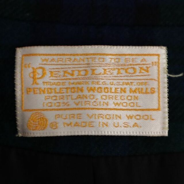 ペンドルトン 70s USA製 ヴィンテージ チェック柄 テーラードジャケット グリーン系 PENDLETON ウール レディース   【211117】57cm肩幅