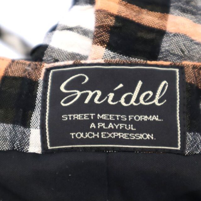 SNIDEL(スナイデル)のスナイデル チェック柄 オールインワン 0 黒×オレンジ snidel キャミソール ショート丈 レディース 【中古】  【210831】 レディースのパンツ(オールインワン)の商品写真