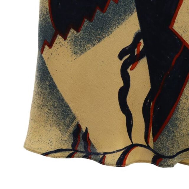 Ralph Lauren(ラルフローレン)のラルフローレン 総柄 フレアスカート 2 ベージュ×紺 RALPH LAUREN ハーフ丈 レディース 【中古】  【210909】 レディースのスカート(ミニスカート)の商品写真