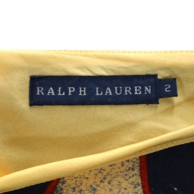 Ralph Lauren(ラルフローレン)のラルフローレン 総柄 フレアスカート 2 ベージュ×紺 RALPH LAUREN ハーフ丈 レディース 【中古】  【210909】 レディースのスカート(ミニスカート)の商品写真