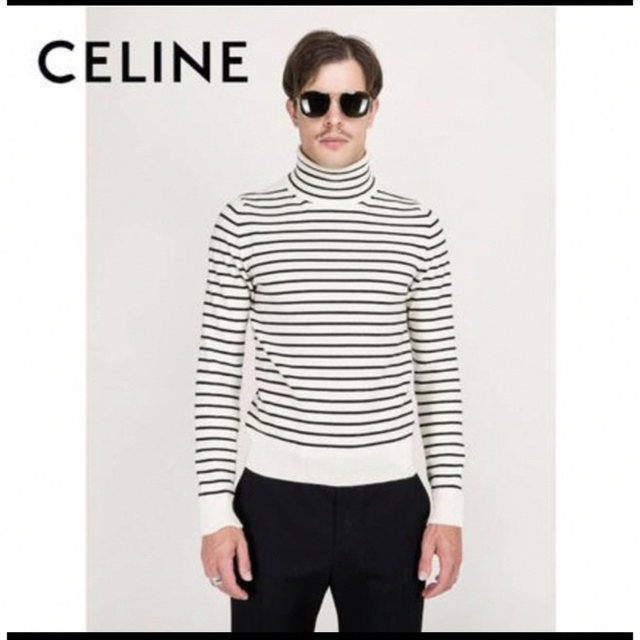 celine(セリーヌ)の【エッタン様専用】Celine ボーダータートルネックニット メンズのトップス(ニット/セーター)の商品写真