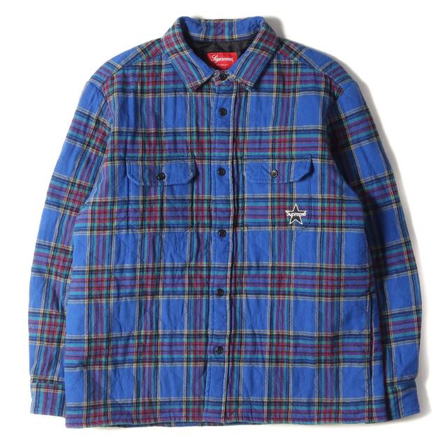 Supreme シュプリーム シャツ 21AW スター 刺繍 キルティング チェック ネルシャツ Quilted Plaid Flannel Shirt ダスティーロイヤル S トップス ブランド 【メンズ】【R030】