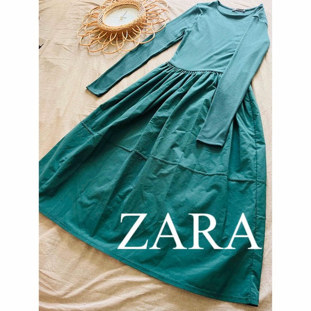 美品　ZARA ザラ　ロングワンピース　ワンピース　リブ　グリーン　人気　完売