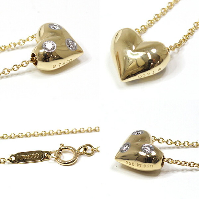ティファニー TIFFANY&Co. ドッツハート 3ポイント ダイヤモンド ネックレス K18 イエローゴールド ダイヤモンド 【中古】仕上げ済み