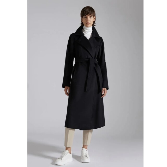 美品 MaxMara 29万 高級ロングベルテッドコート ガウン＊フェラガモロングコート