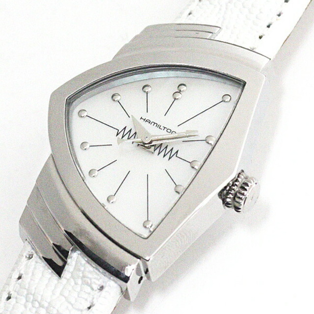 HAMILTON ハミルトン レディース腕時計 ベンチュラ QUARTZ H24211852 マザーオブパール文字盤 レザーベルト クォーツ バッテリー交換済
