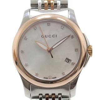 グッチ(Gucci)のGUCCI グッチ レディース腕時計 Gタイムレス YA126514 12Pダイヤ シェル文字盤 クォーツ ピンクゴールド【中古】(その他)