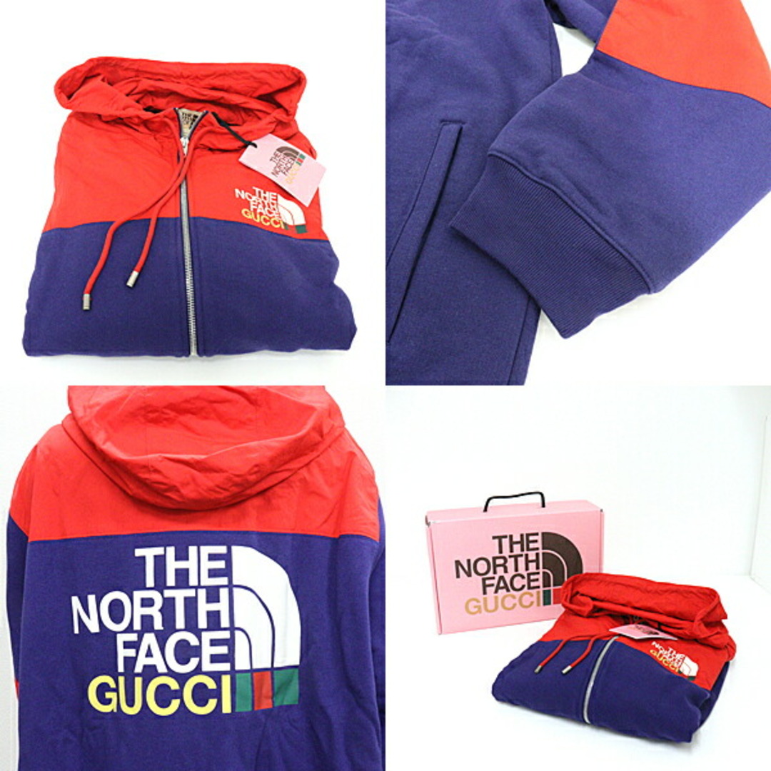 Gucci(グッチ)のグッチ THE NORTH FACE x GUCCI ジップジャケット XLサイズ 本体コットン100%/ナイロン100%  裏地ポリエステル100% ブルー/レッド ジャージ パーカー  671462XJDRN4453 メンズ 未使用品 メンズのトップス(パーカー)の商品写真