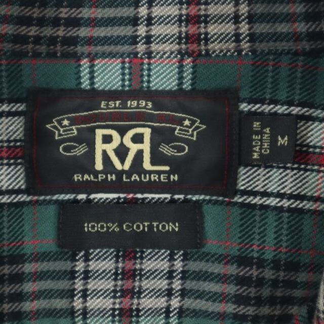 買取 口コミ RRL 黒タグ 一ツ星 チェック 長袖 シャツ M グリーン系