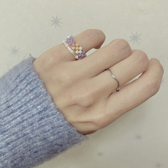 【ハンドメイド】No.2 ビーズリング ２点セット ハンドメイドのアクセサリー(リング)の商品写真